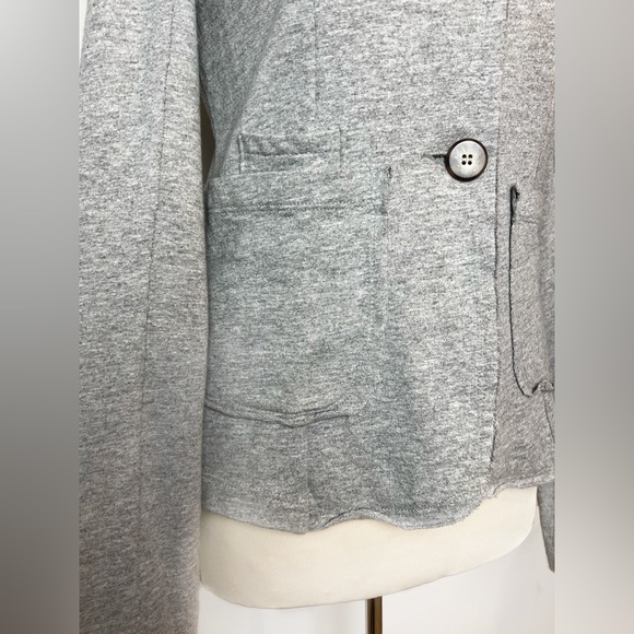 Vintage Anthropologie Grey Cotton Blazer Pockets Fitted Jacket Women’s Medium - Picture 9 of 10